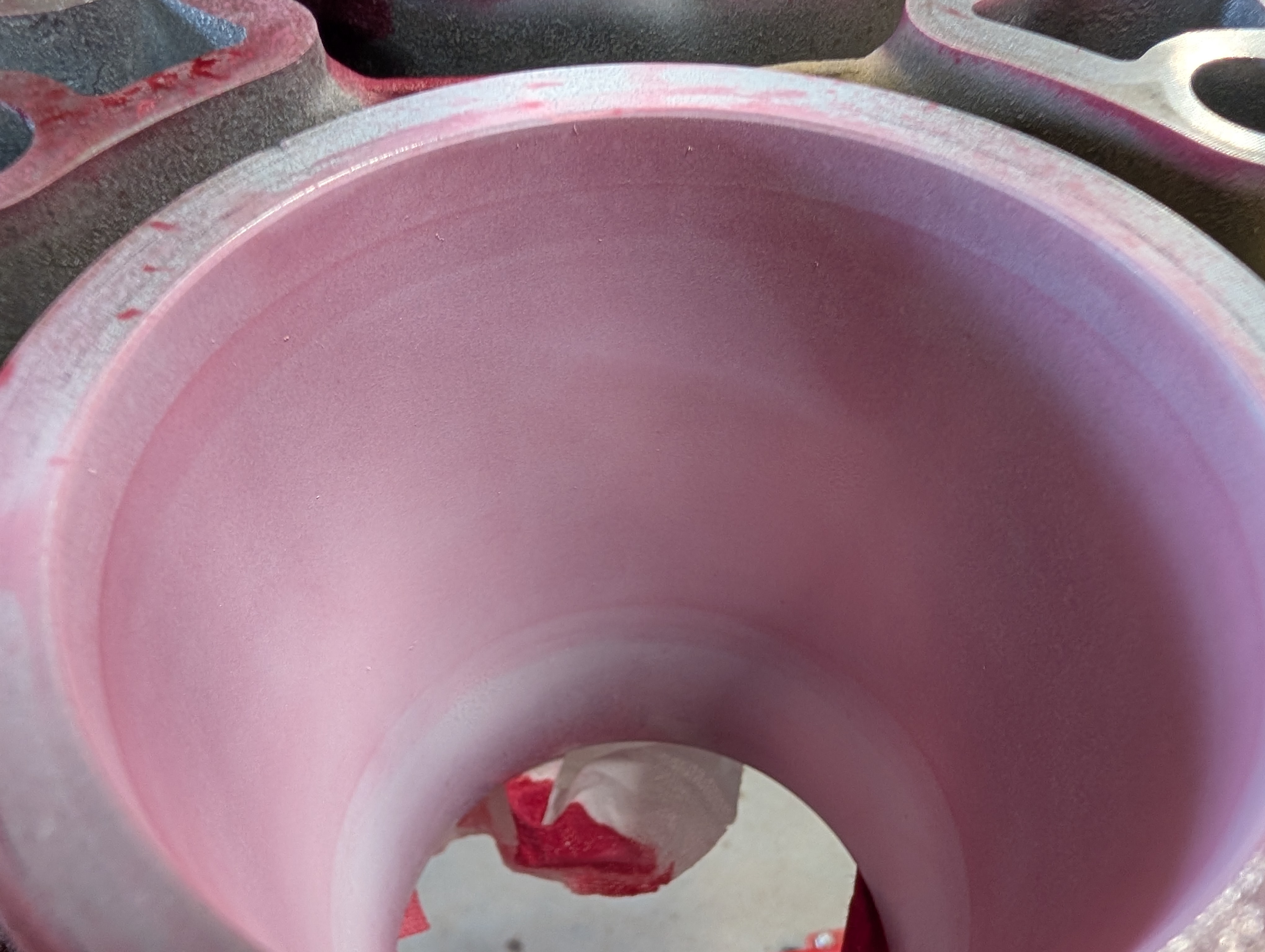Typical cylinder after dye penetrant test
