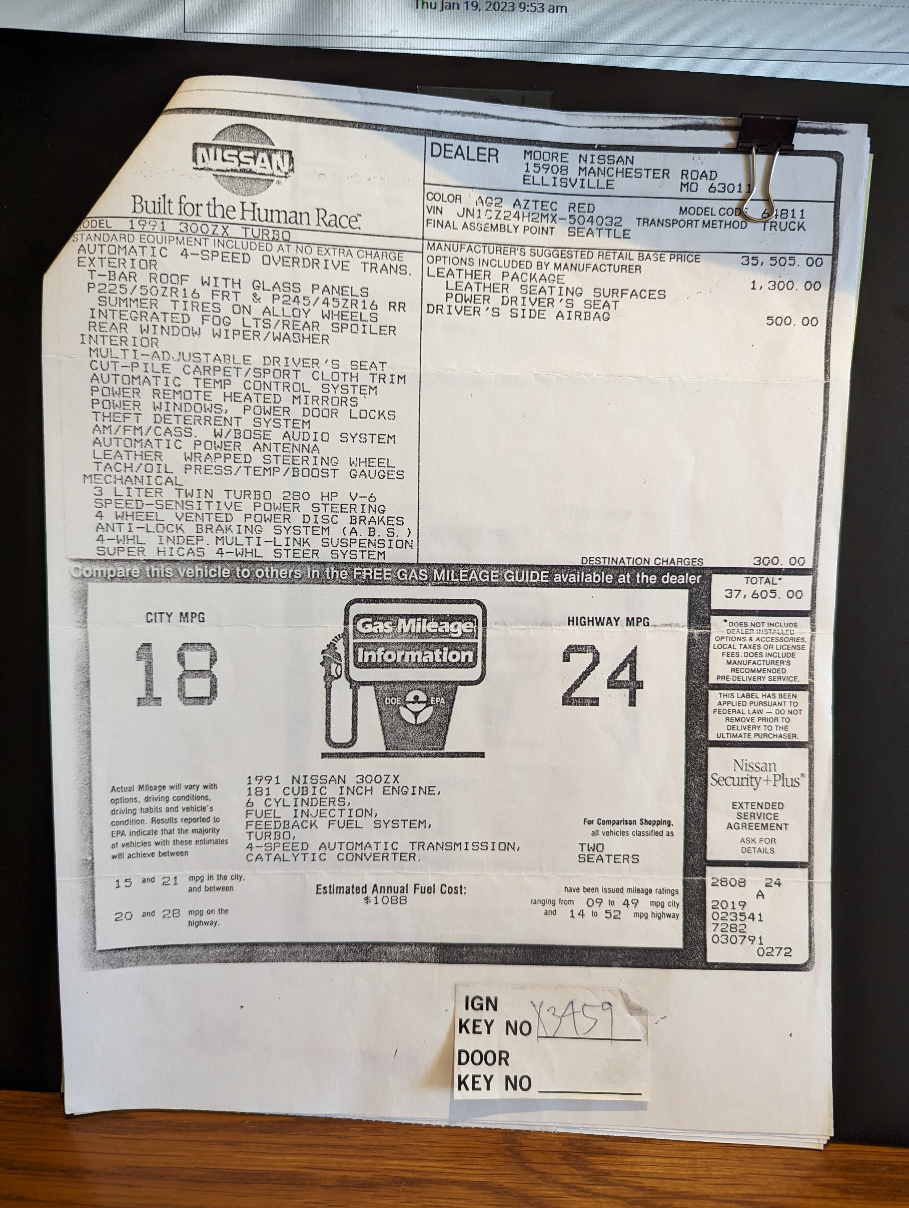 1991 Nissan 300ZX Window Sticker.jpg