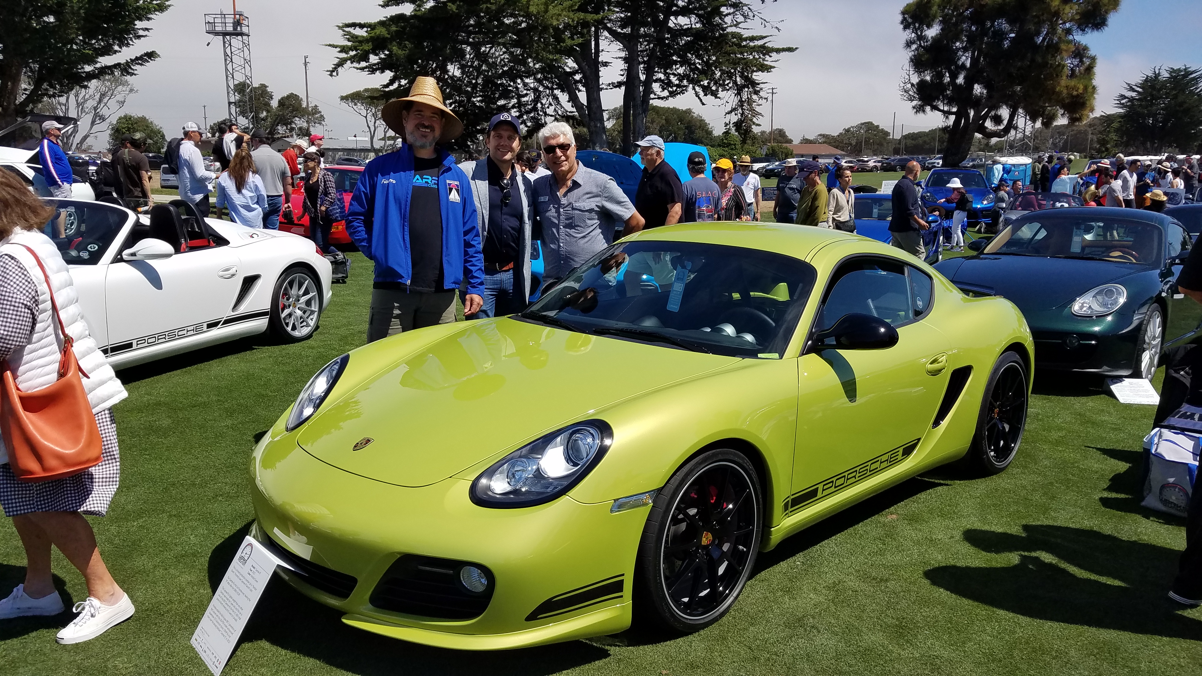 Aug/'22 Monterey Werks Reunion "Mark Porsche" (son of Butzi Porsche designer of the original 911in 1964) sitting in my '12 Cayman R